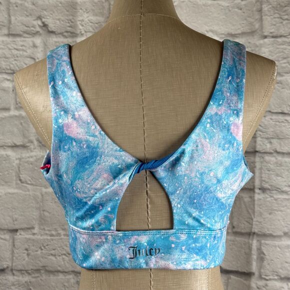 Juicy Couture Padded Sports Bra Women's Large Blue Aurora Print Thick Straps NWT - Picture 4 of 10